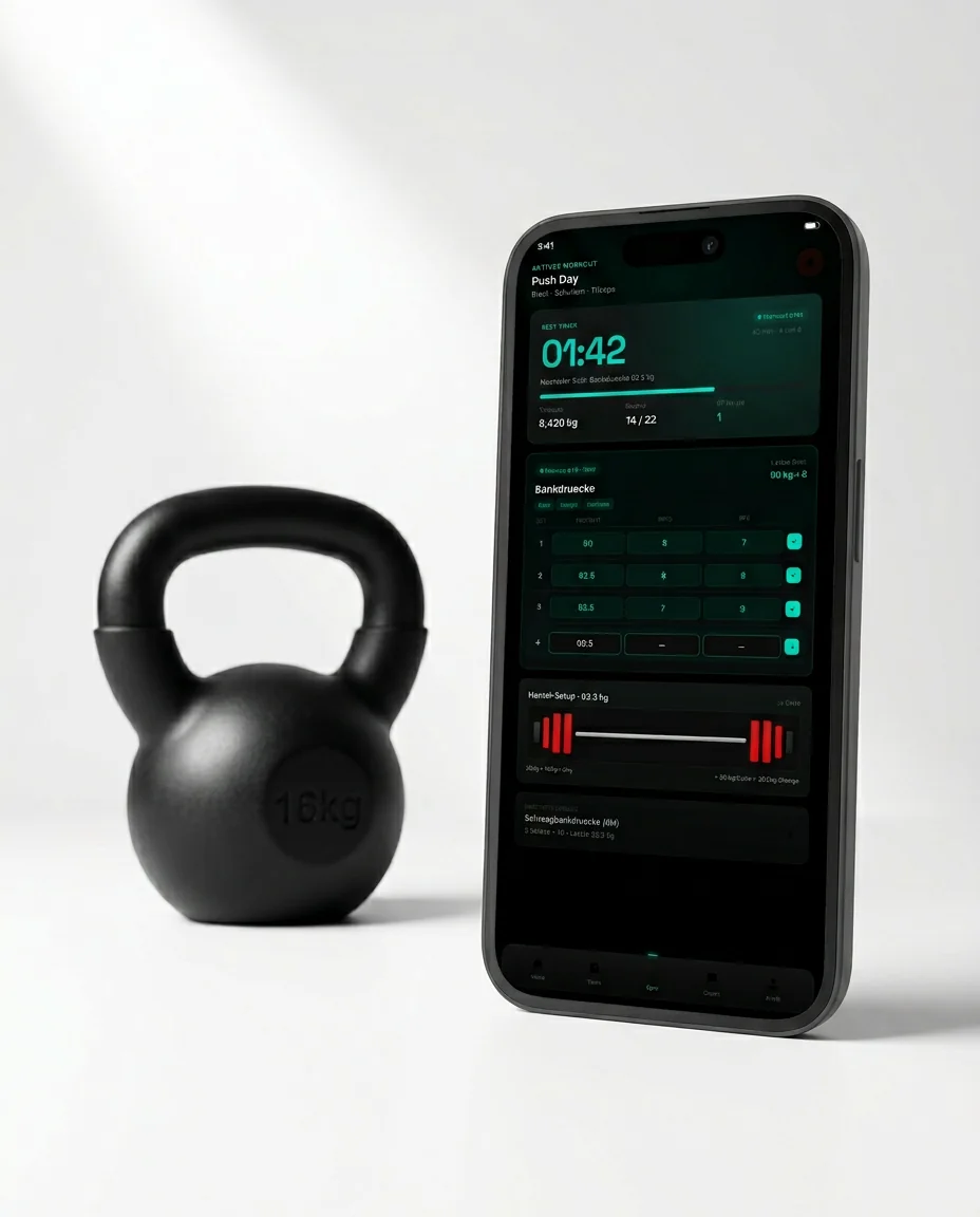 MONK Gym & Fitness — Training-Logging mit Sätzen, Gewichten und Plänen, verbunden mit Journal, Kalender und Nutrition